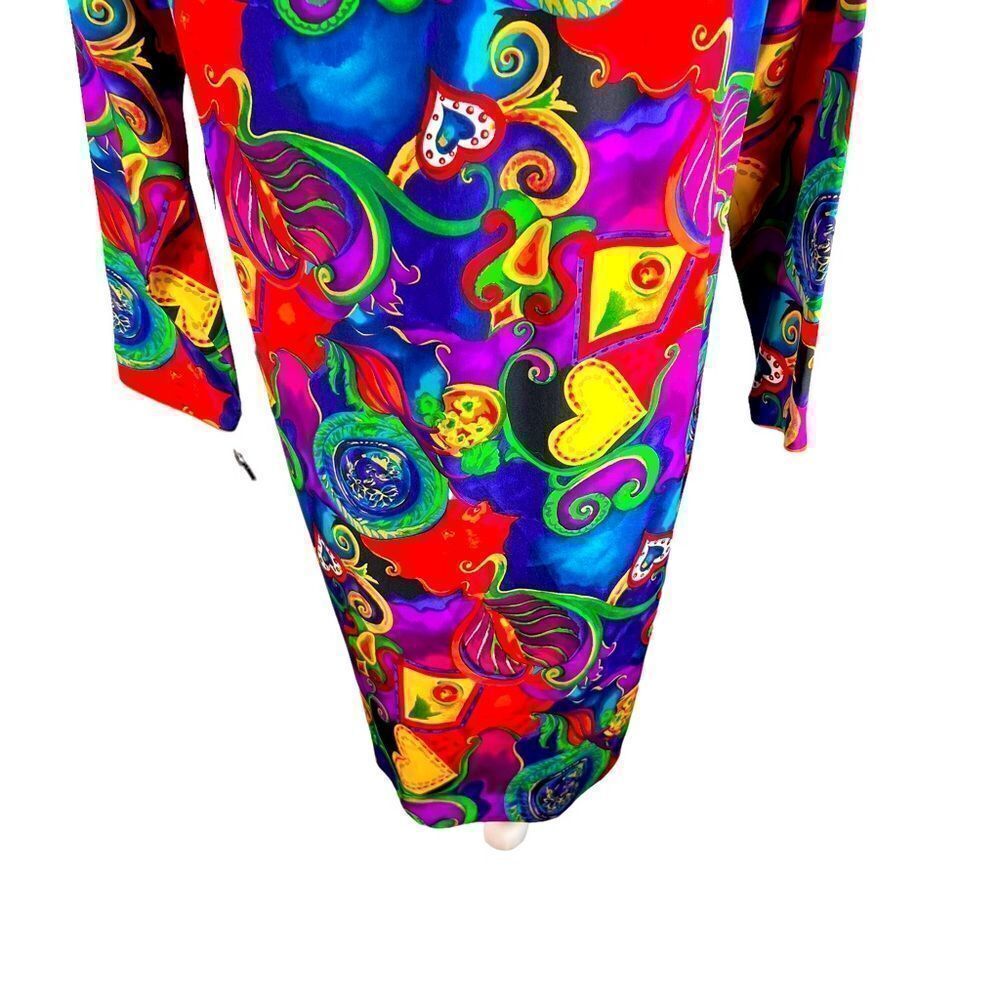 Vintage Pat Argenti Vibrant Psychedelic Vibrant Pure Silk Dress - Picture 8 of 10